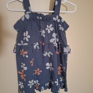 Floral Kids Casual Dress - Blue and Orange